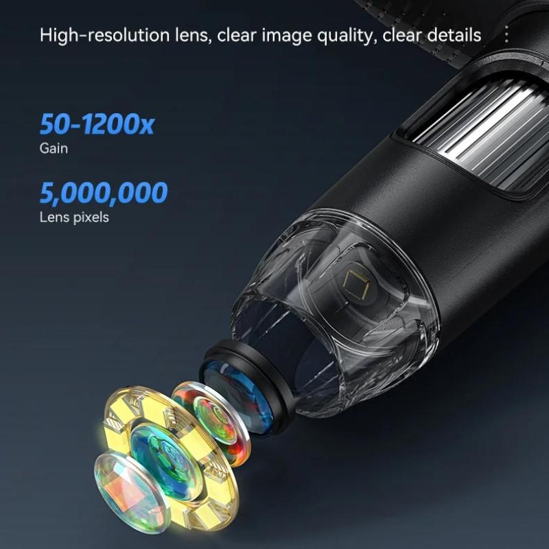 7" LCD Coin Microscope 50X-1200X Magnifier 5MP HD Digital Microscope 8 LED Lights Electronics Repair Soldring PC View Device