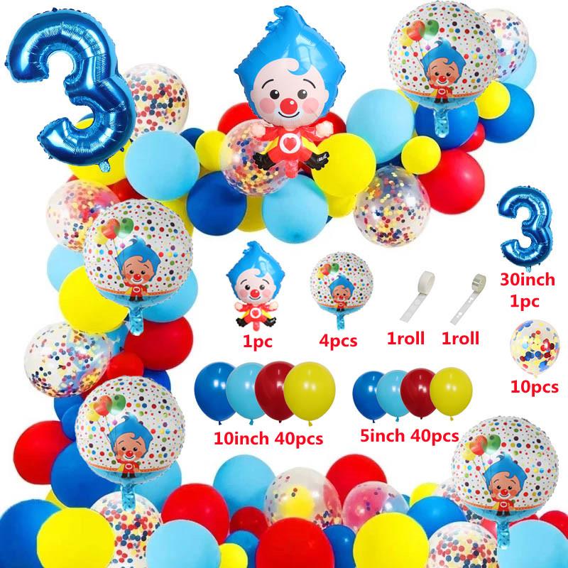 98 Stück/Set Cartoon Clown Bogen Girlande Set Folien Zahlenballons Latex Luft Ballons Babyparty Geburtstagsparty Dekorationen Zubehör