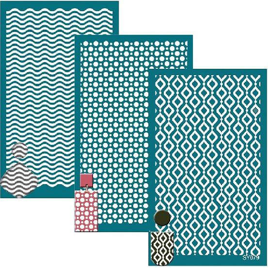 Silk Screen Stencil for Clay, Durable Boho Pattern Printing Kit DIY Craft Jewelry, Clay Silk Screen for Earrings Decoration, 3 PCS Each 5.9" X 3.5"