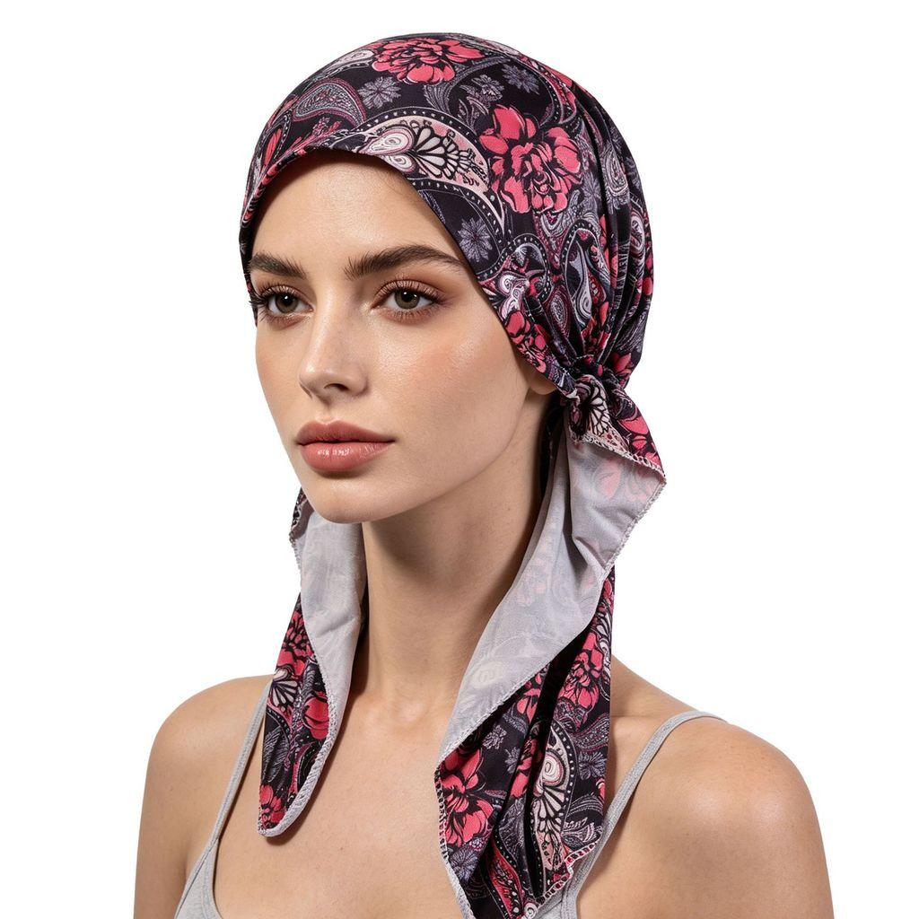Foulard Estivo in Poliestere con Stampa Floreale Graffiti per Uso Casual