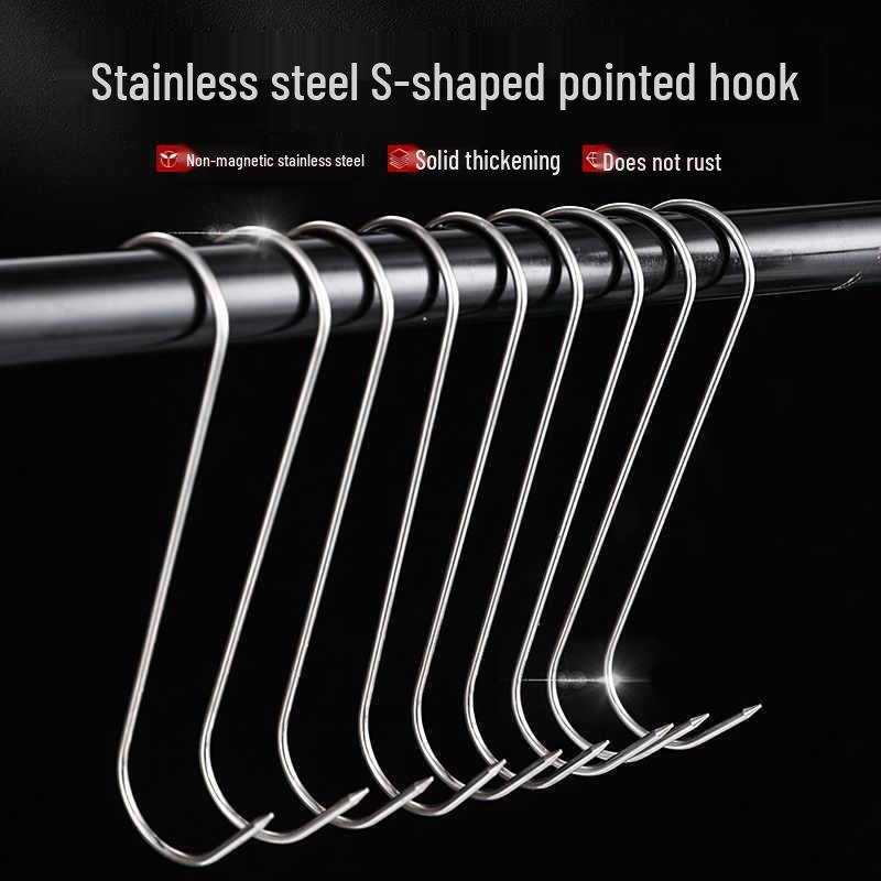 Stainless Steel S-Hook for Meat, Bacon, and Sausage.