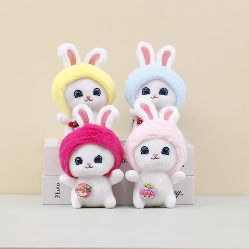 Keychain Bunny Pendant Plush Toy Stuffed Rabbit Doll Cap Bag Gift Accessories