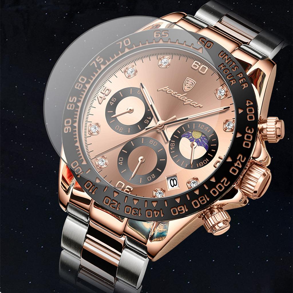 POEDAGAR New TOP Brand Luxury Men's Watch with Box Multifunctional Steel Belt Waterproof Non-mechanical Watch Men's Quartz Watches
