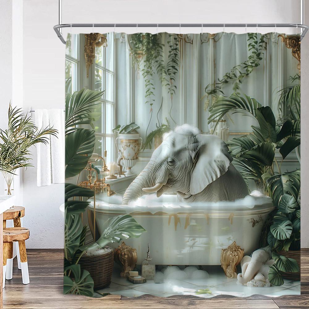 Lustige Badetiere Duschvorhänge Ziege Hochlandkuh Elefant Hund Schwein Badezimmerdekorationen Badetier Badewannenvorhang