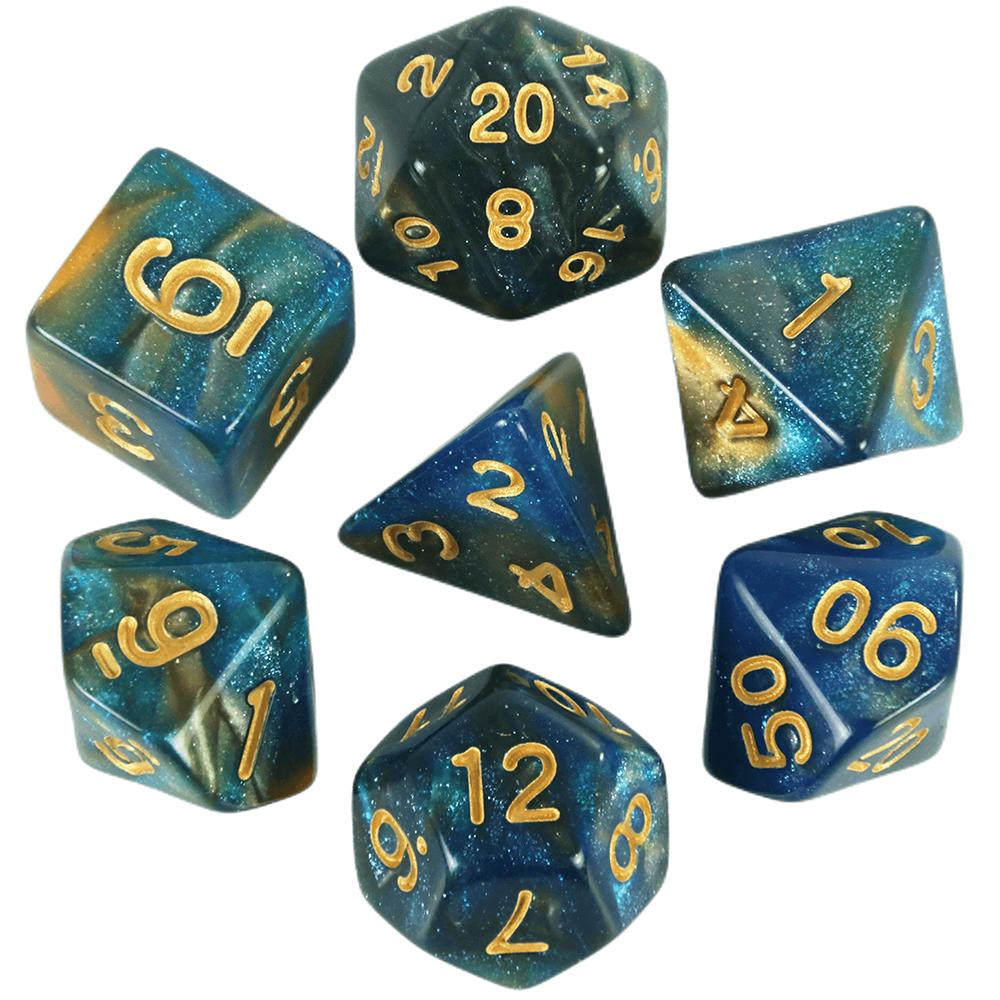 7pcs DND Polyhedral Dice Set Mixed Coloured with Glitter Dice of D4 D6 D8 D10 D% D12 D20 for DND TRPG Game Entertainment Table Games Party Games