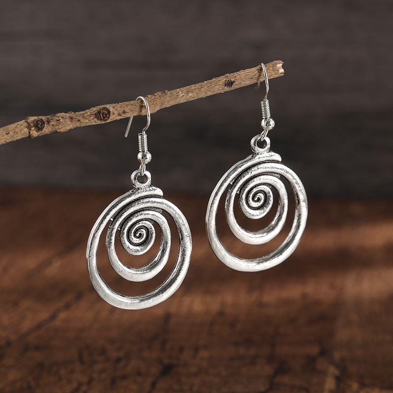 

Винтажный этнический стиль, преувеличенная подвеска в виде спирали-вихря, ожерелье, серьги для женщин, унисекс, бохо-мода, циркониевые аксессуары