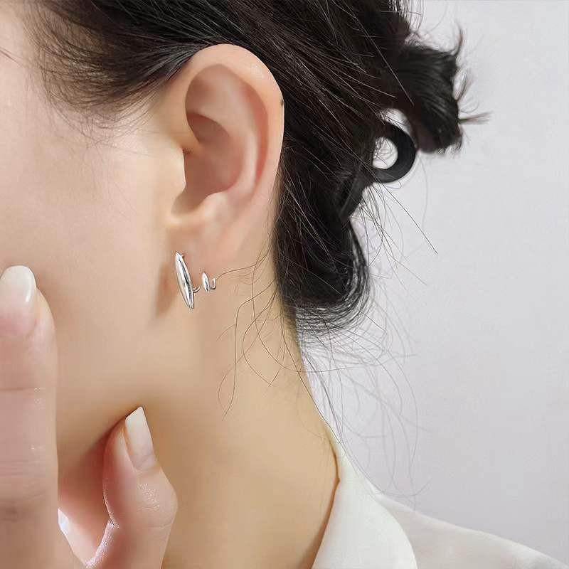 Beixi S925 Sterling Silver Irregular Water Drop Stud Earrings - High-End French Style. 925 Silver