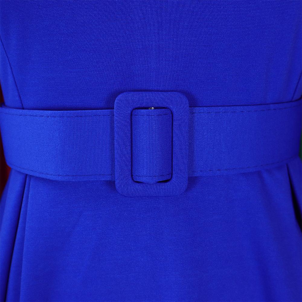 YYFS Dámská móda Jaro Podzim Jednobarevný potisk Neformální šaty s dlouhým rukávem do O-výstřihu a vysokým pasem