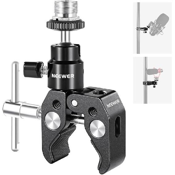 NEEWER Super Clamp with Ballhead Magic Arm, Cold Shoe, Phone/Action Camera Mount Adapter Compatible with SmallRig GoPro DJI