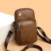 Women’s Small Crossbody Phone Bag, PU Leather Mini Shoulder Purse with Double Zipper Pockets, Lightweight Travel Wallet Bag
