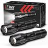LETMY Tactical Flashlight S2000-2 Pack Bright Military Grade LED Flashlights High Lumens - Portable Handheld Flash Light, 5 Modes Zoomable Waterproof