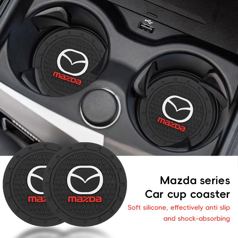 2Pcs Car Water Cup Mat Rubber Anti Noise Coaster For Mazda 2 3 6 5 Atenza CX3 CX5 MX5 CX7 Axela CX30 CX90 CX60 CX50 MX30 CX9 RX8