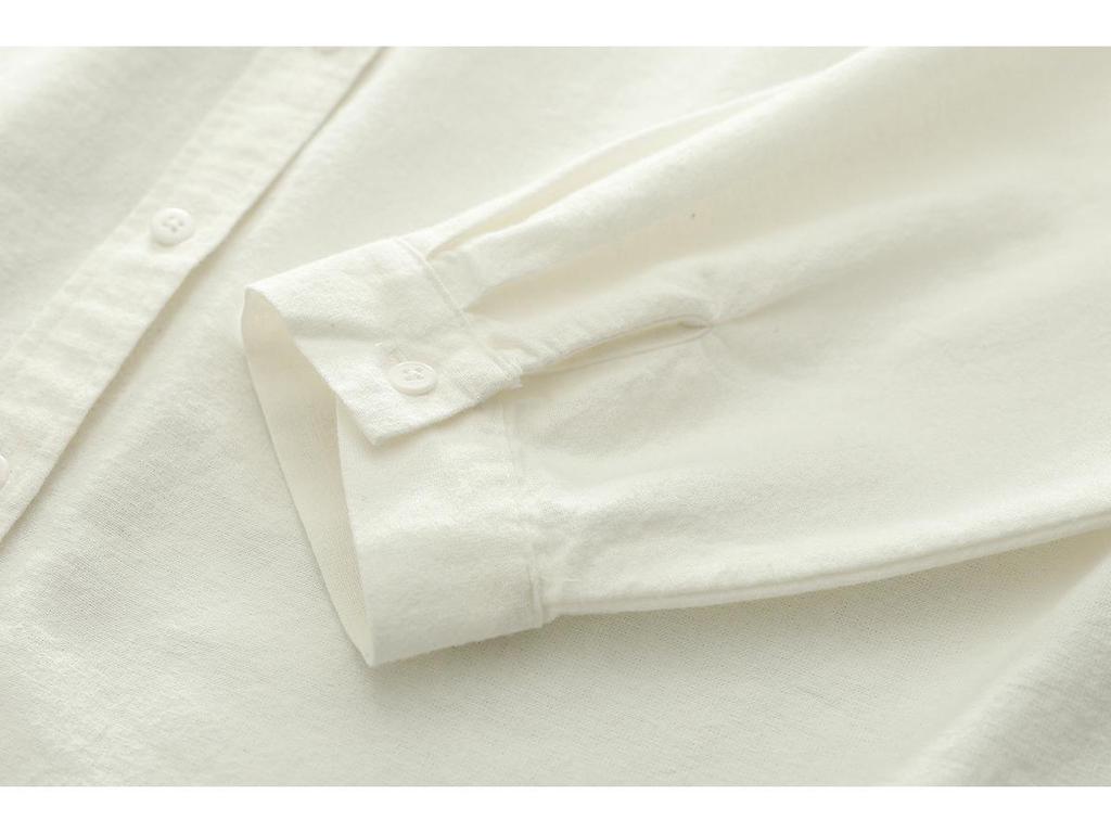 Women's Casual Round Neck Long Sleeve Brushed Cotton Shirt for Winter and Autumn