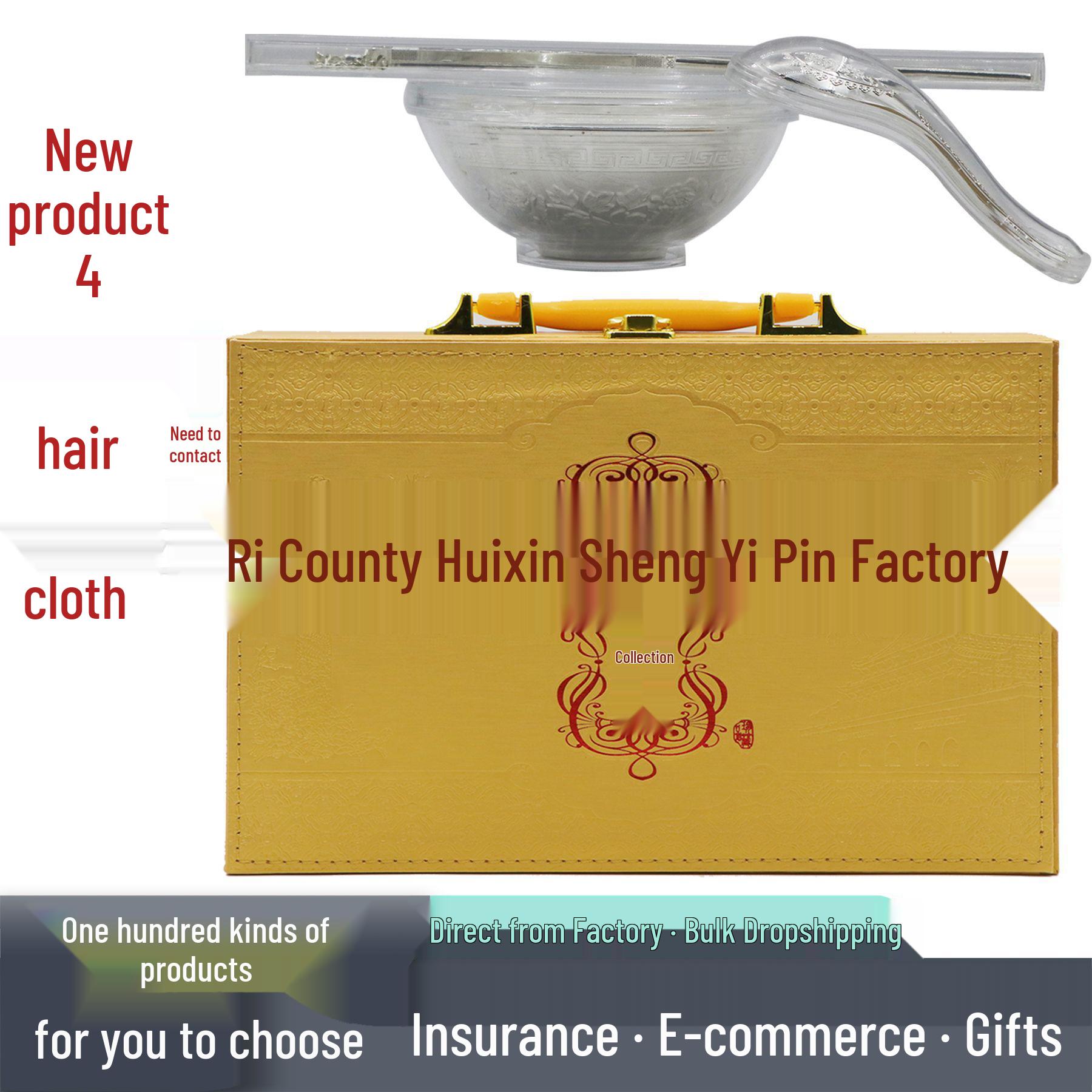 Silver-Plated Hundred Blessings Bowl Set - Three-Piece Set, Ideal for Sales Meeting Gifts, In Stock Bare Fish Spoon