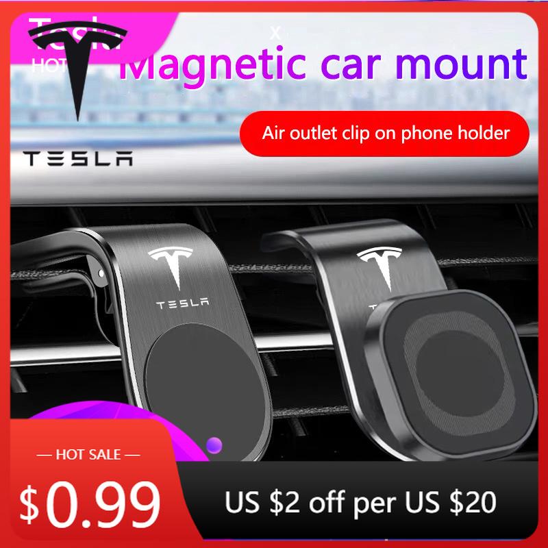 Autoaufkleber 2025 Neu Tesla Magnetischer Auto-Handyhalter Ständer Lüftungsschlitz Magnet Auto-Halterung Für Tesla Model-3 Model-S Model-X M