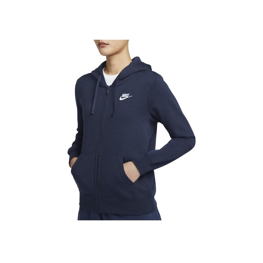 Nike Knitted Casual Sports Hooded Jacket Women Jackets Obsidian White DQ5472-451