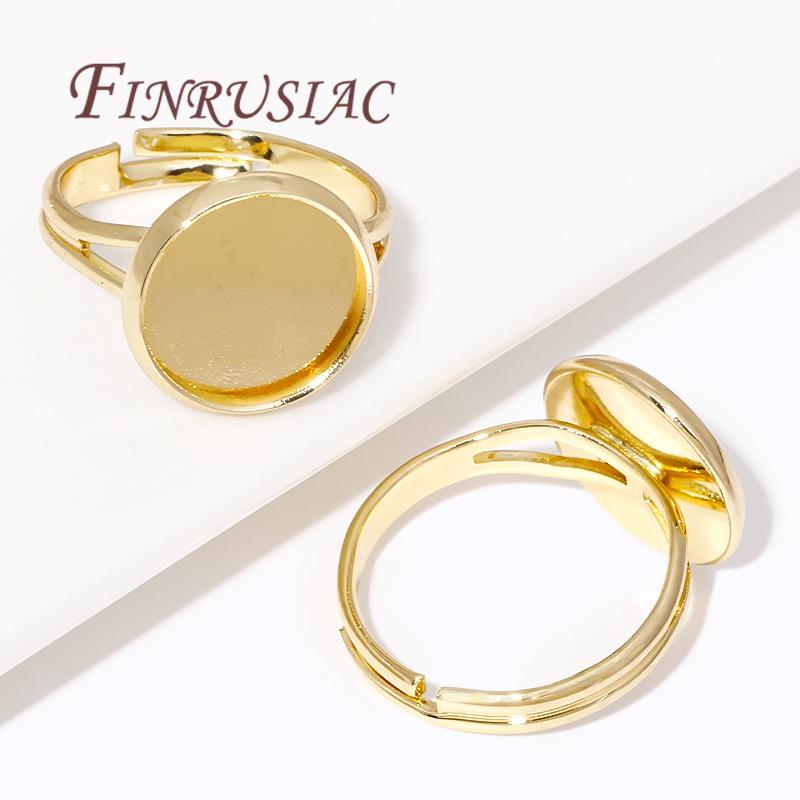 2/5/10Pcs 14K Gold Plated Adjustable Blank Ring Setting Base Bezel Cabochons Rings For Jewelry Making DIY Finger Ring Blank