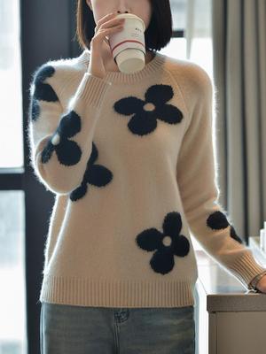 Women's Cashmere Sweater 30% Cashmere 70% Wool Autumn and Winter Cashmere Pullover Soft and Warm