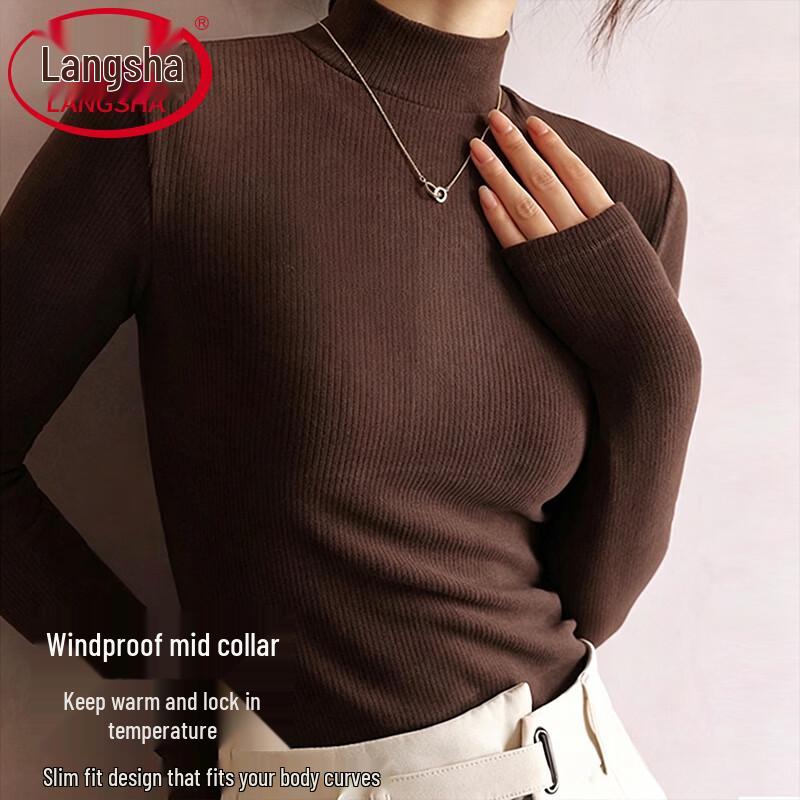 Langsha Women's Thermal Mock Neck Long Sleeve Base Layer T-Shirt