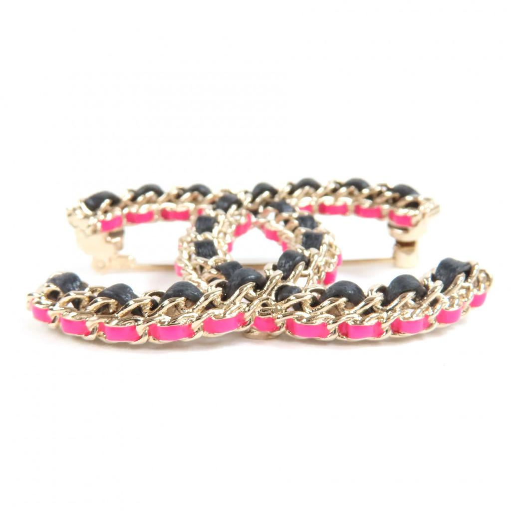 CHANEL Brooch COCO Mark gold black pink Women B23B Used