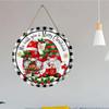 Buffalo Plaid Christmas Gnome Art Round Wooden Hanging Plaque Farmhouse Wall Sign Rustic Door Decor Winter Holiday Home Party Supplies