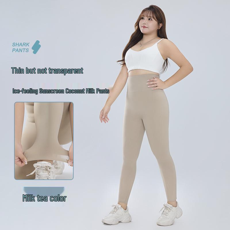 

Plus Size Women s Summer Shark Pants - Lightweight, Sun Protection, Tummy Control, Extended Length Yoga Leggings 5XL