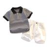 0-5 Years Boys Summer Short-sleeved Striped Polo Shirt Two-piece Set