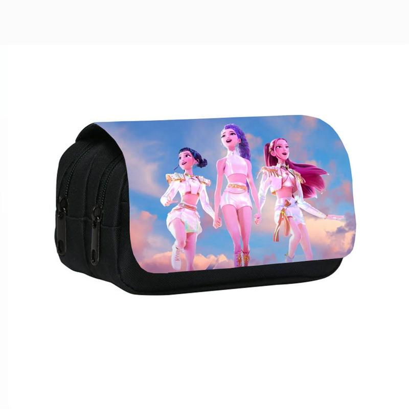 Kpop DHunter Student Pencil Case Large Multi-layer Pen Bag Case For Girl School Pen Bag Cartoon Demon Pencil Box Pen Holder Case