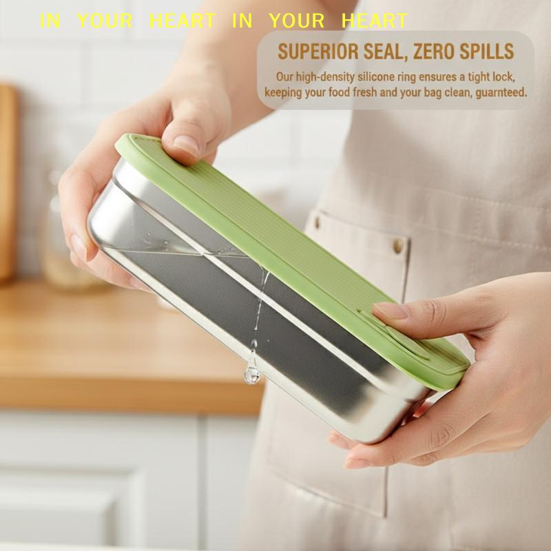 Reusable Stainless Steel Lunch Box with Leak Proof Lid Sealed Bento Box for Fruit Salad Work Office