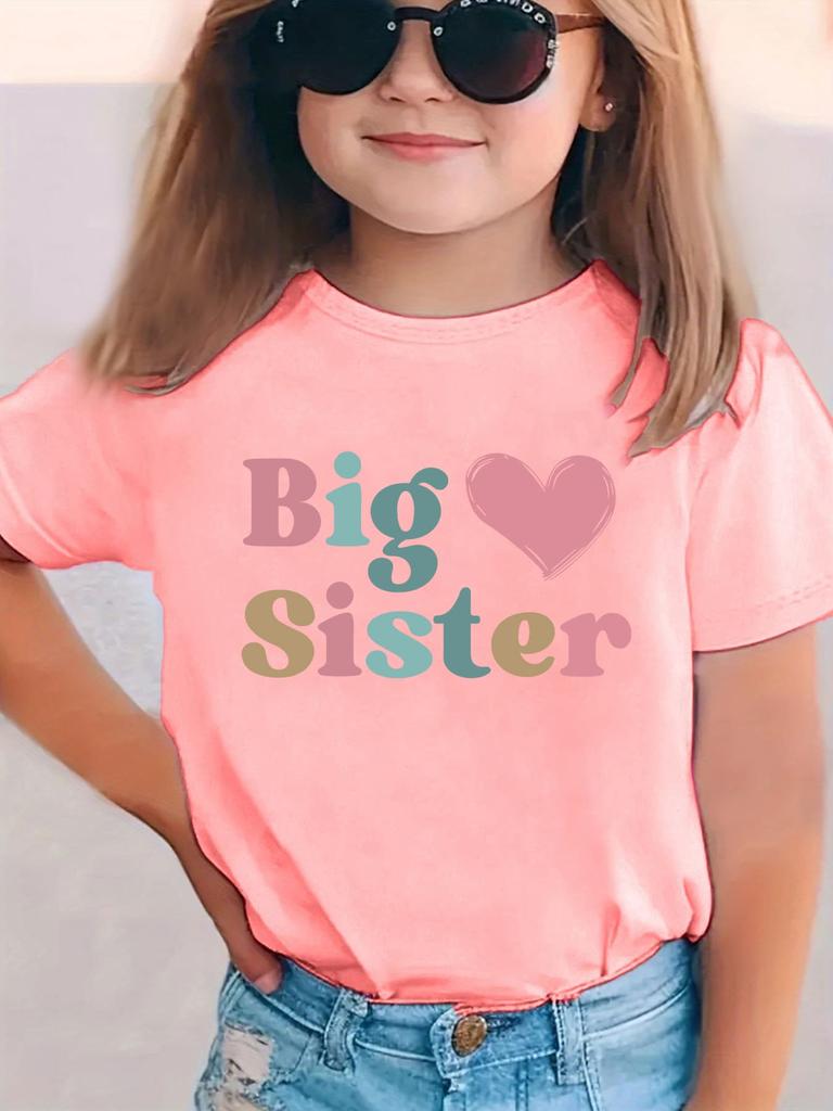 Summer fashion girls short-sleeved T-shirt with love cartoon pattern printed casual versatile top