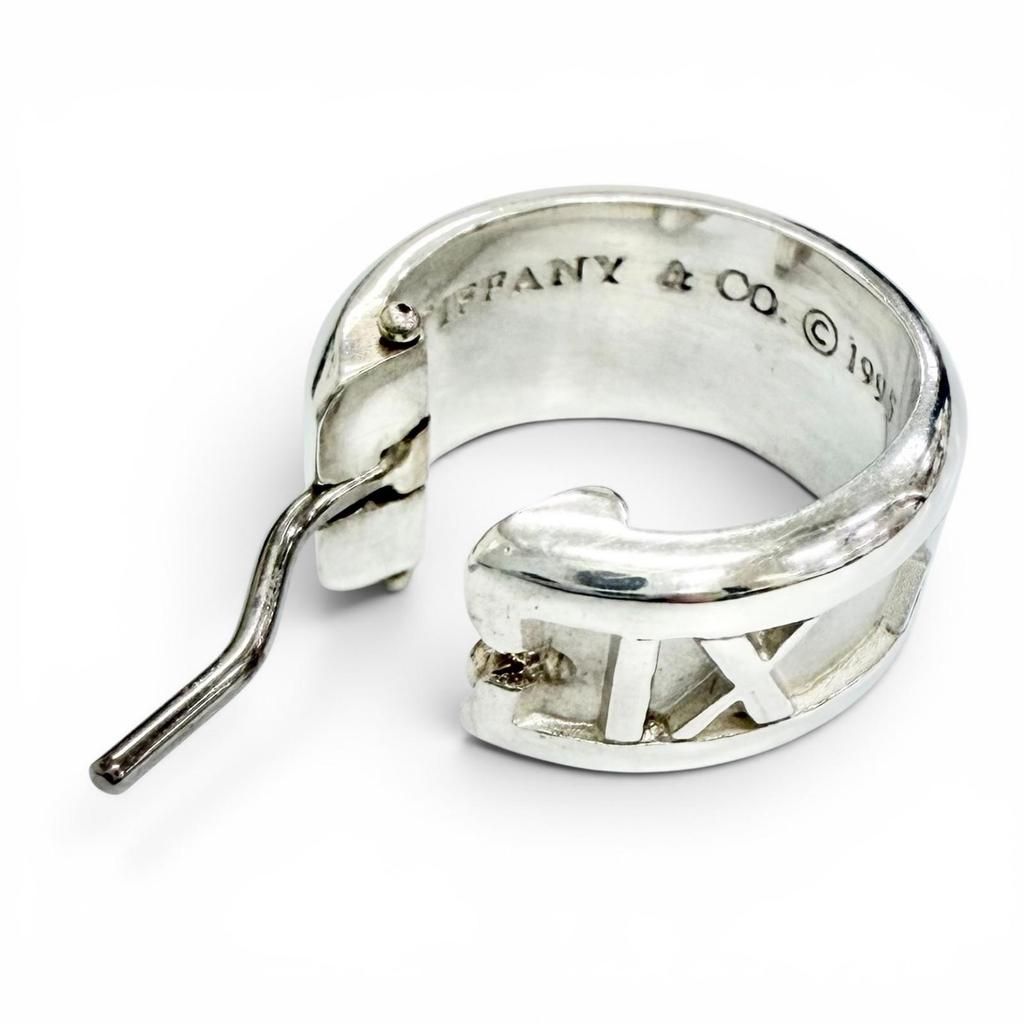 Great TIFFANY&Co. Atlas Ring Pierce Hoop earrings, accessory, Silver 925 Used