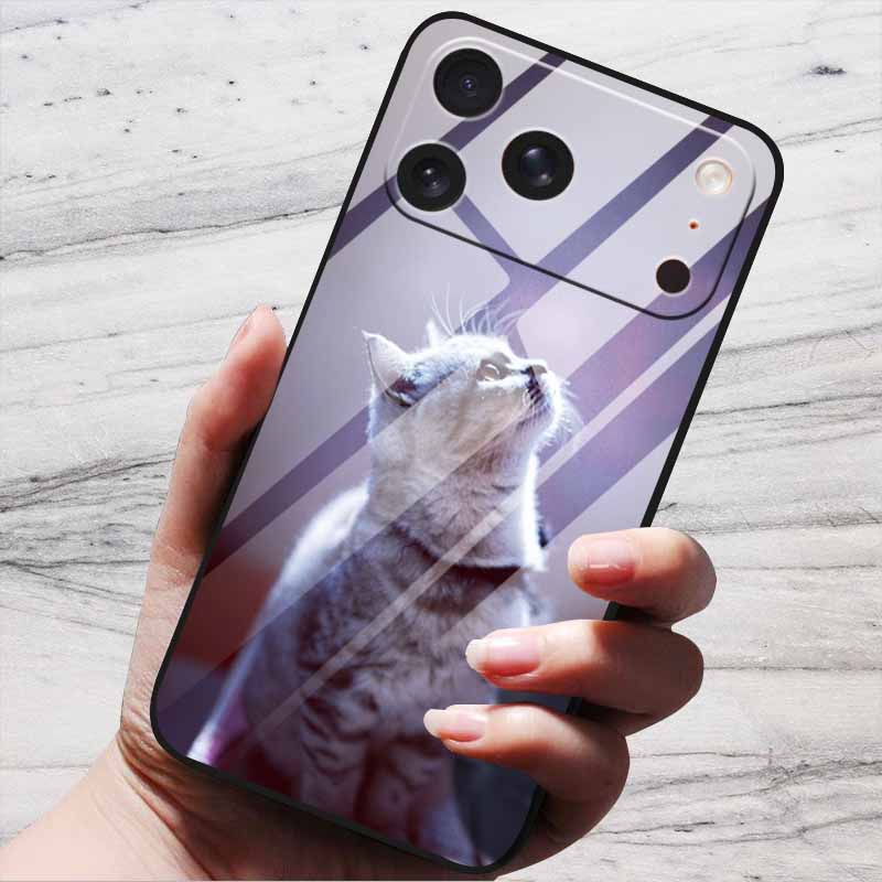 Cute Case For iPhone 17 Pro Plus Capa 17 Pro Max Bumper Luxury Tempered Glass Hard Back Cover iPhone17 Air Funda Animal Patterns