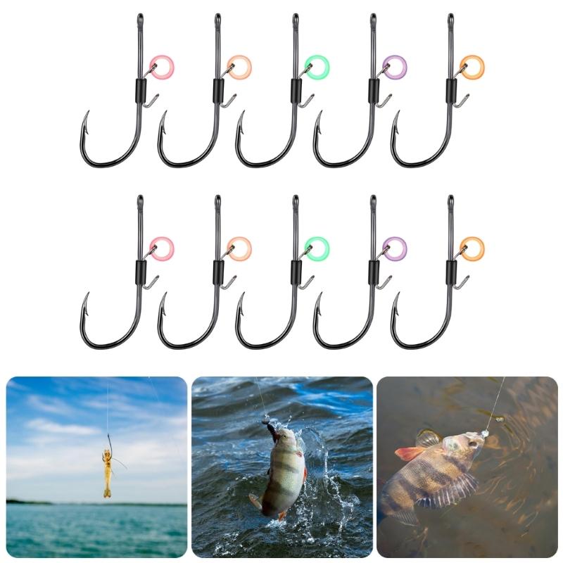 10Pcs Baitholder Fishing Hook Live Shrimp Live Catfishes Fishing Shrimp Holder Hook Carbon Steel Long Shank Barbed Hook