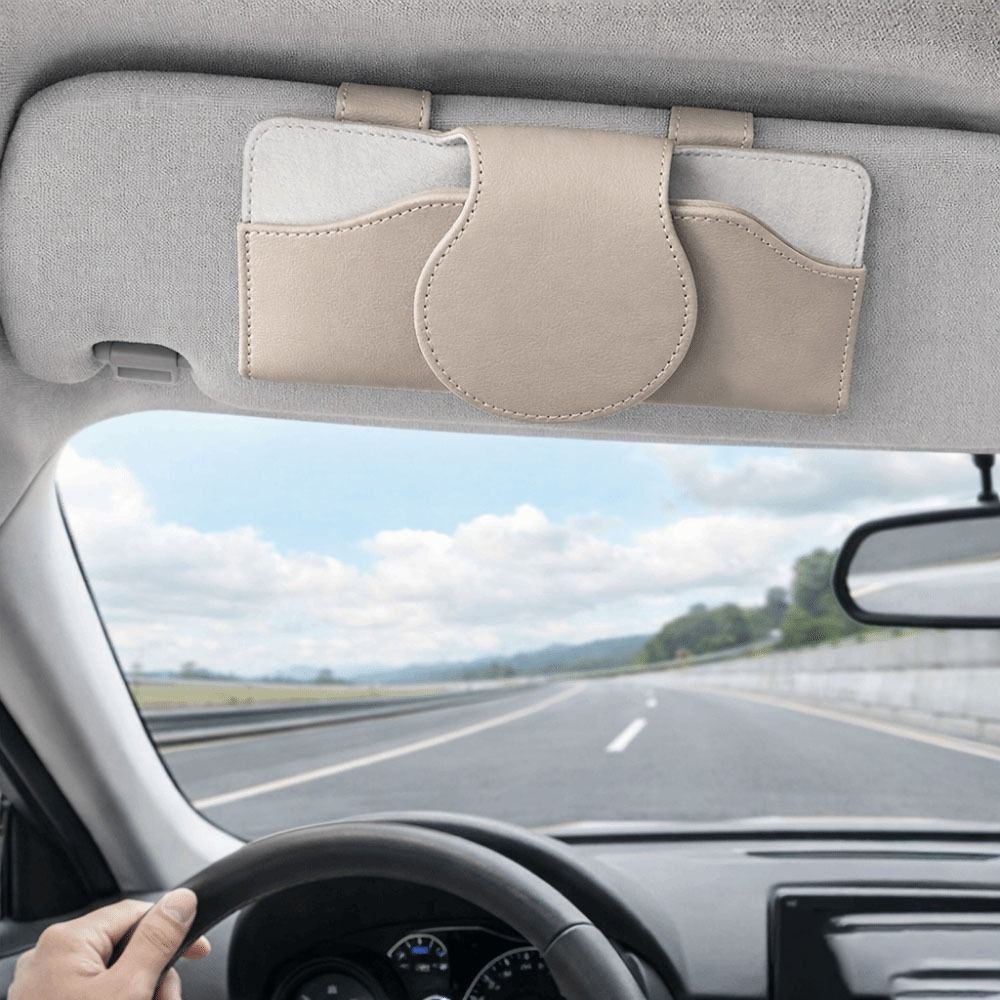 PU Leather Car Glasses Case Anti-Scratch Sun Visor Storage Box Car Sunglasses Holder  Vehicle