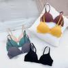 Simple Solid Color Glossy Bra, No Steel Ring Adjustment Bra, No Marks, Comfortable and Breathable Underwear, Girls with Small Breasts Gather