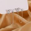 1 Paire Boucles d'Oreilles Pendants Longues Chaîne avec Pompon Couleur Argent Sterling Papillon Perle Ronde pour Femmes Filles Bijoux Pendientes Eh1668 Chaîne Tendance