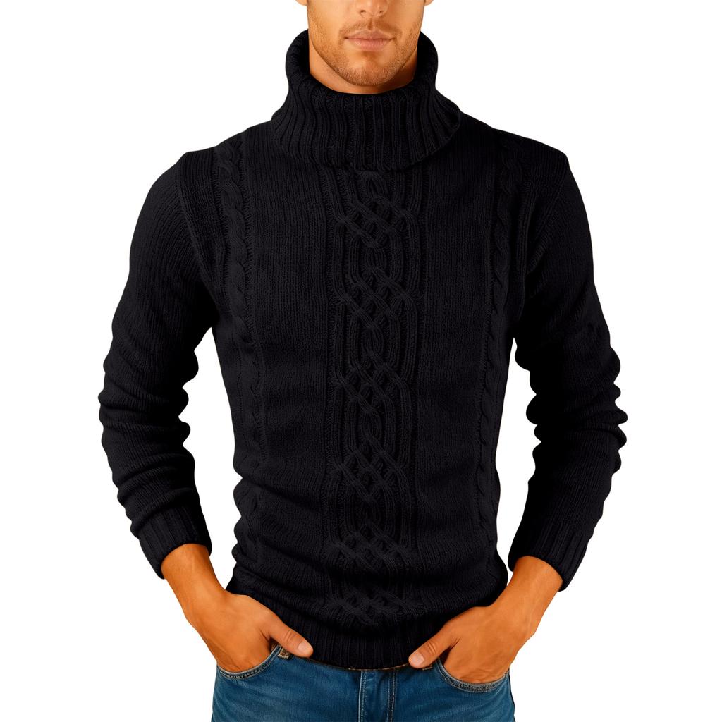 Men's  Fashion  Knitting  Pullover  Long Sleeves  Loose  Flip Collar  Sweater