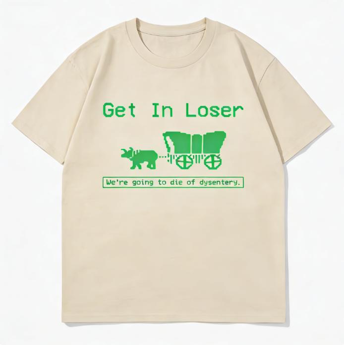 Spring and Summer New Menswomens Get in Loss Fun Printed Cotton Tshirt Fashionable Casual Short Sleeved Round Neck Tshirt