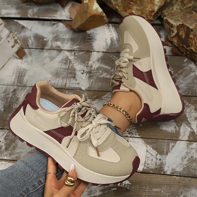 Chaussures à lacets style nouveau, coupe large, semelle épaisse pour gagner en hauteur, pour le sport décontracté