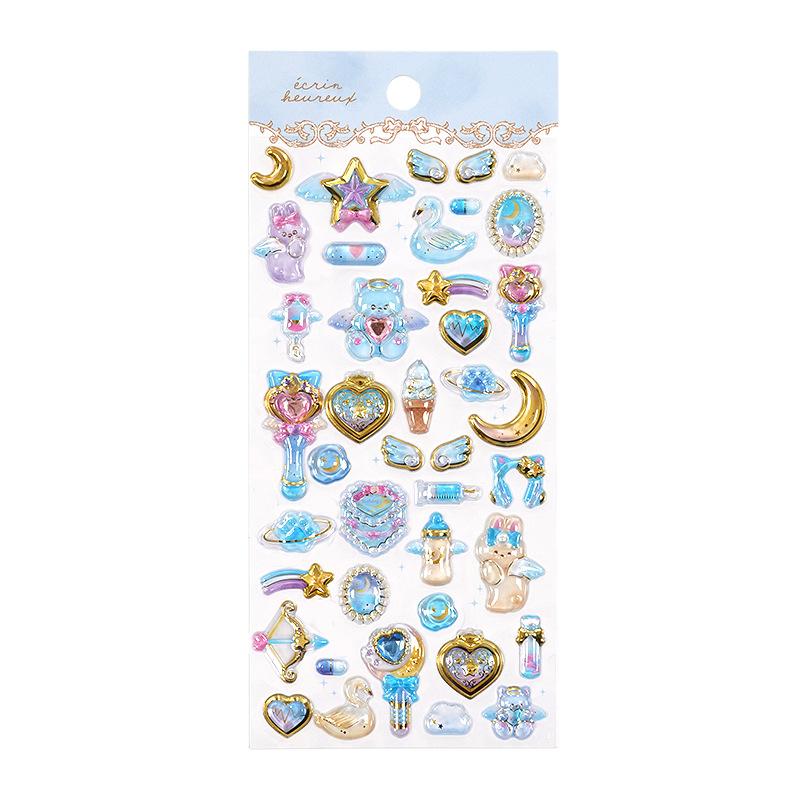 Hot Selling 3D Relief Crystal Stickers 1pcs Glitter Diamond Gemstone Decals for Toddler Girl Educational Reward Phone Case