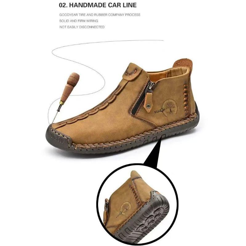 Herrenstiefel Mode Reißverschluss Schuhe Leder Herren Stiefeletten