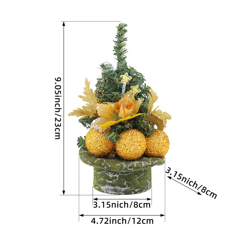 Desk Christmas Tree 8.66in Holiday Ornaments With Ball And Flower Artificial Christmas Tree For Home Workplace Coffee Shop