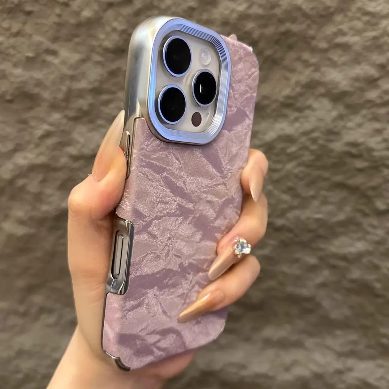 

Мягкий силиконовый чехол из кожи с узором «Снежная гора» для iPhone 16 15 14 13 11 12 Pro Max 16 Plus, противоударный бампер iPhone 16 фиолетовый