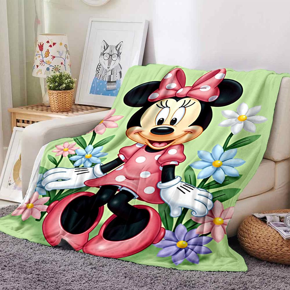 Minnie Mouse Garden Flannel Blanket Super Soft Warm Cozy Blanket For Sofa Bed Office Travel Allseason Home Decor Gift