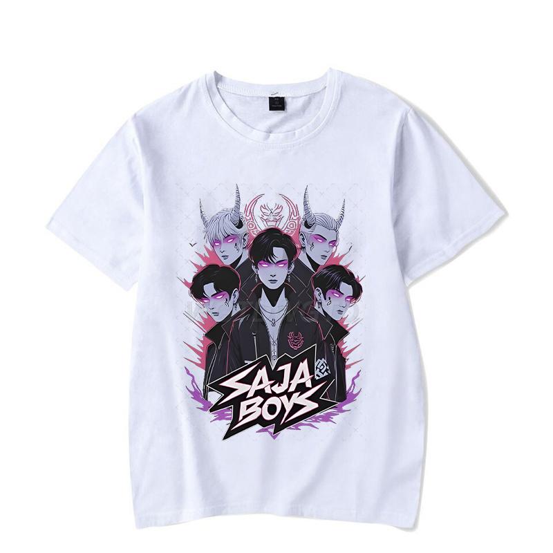 KPop Demon Hunters T-shirt Cartoon Saja Boys Street Style Clothes Crew Neck Women Men Tops Hip Hop Anime Fashion Casual Tops