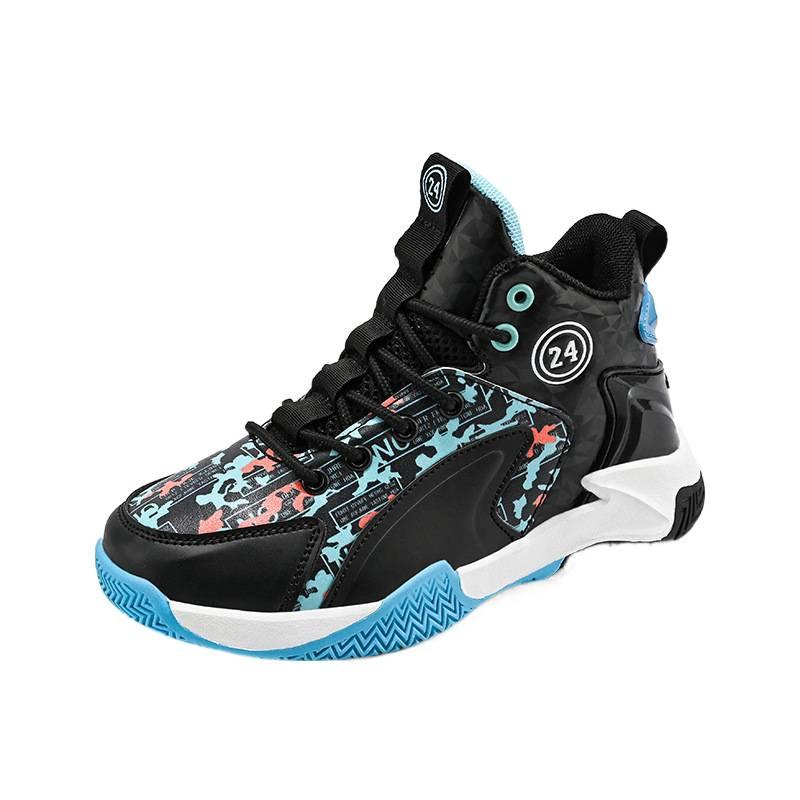 Children's basketball shoes spring and autumn new leather waterproof boys' sports shoes friction sound youth training shoes