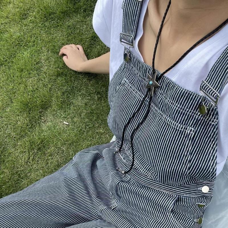 Vintage Star Choker Necklace Black Leather Cord Chain Necklace Waist Chain Fashion Jewelry Holiday Gifts for Men Women