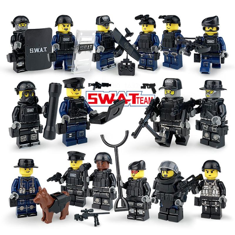 Building Block Military Minifigures Police Special Forces Minifigures Assemble Toys Year-Old Boy Birthday Model