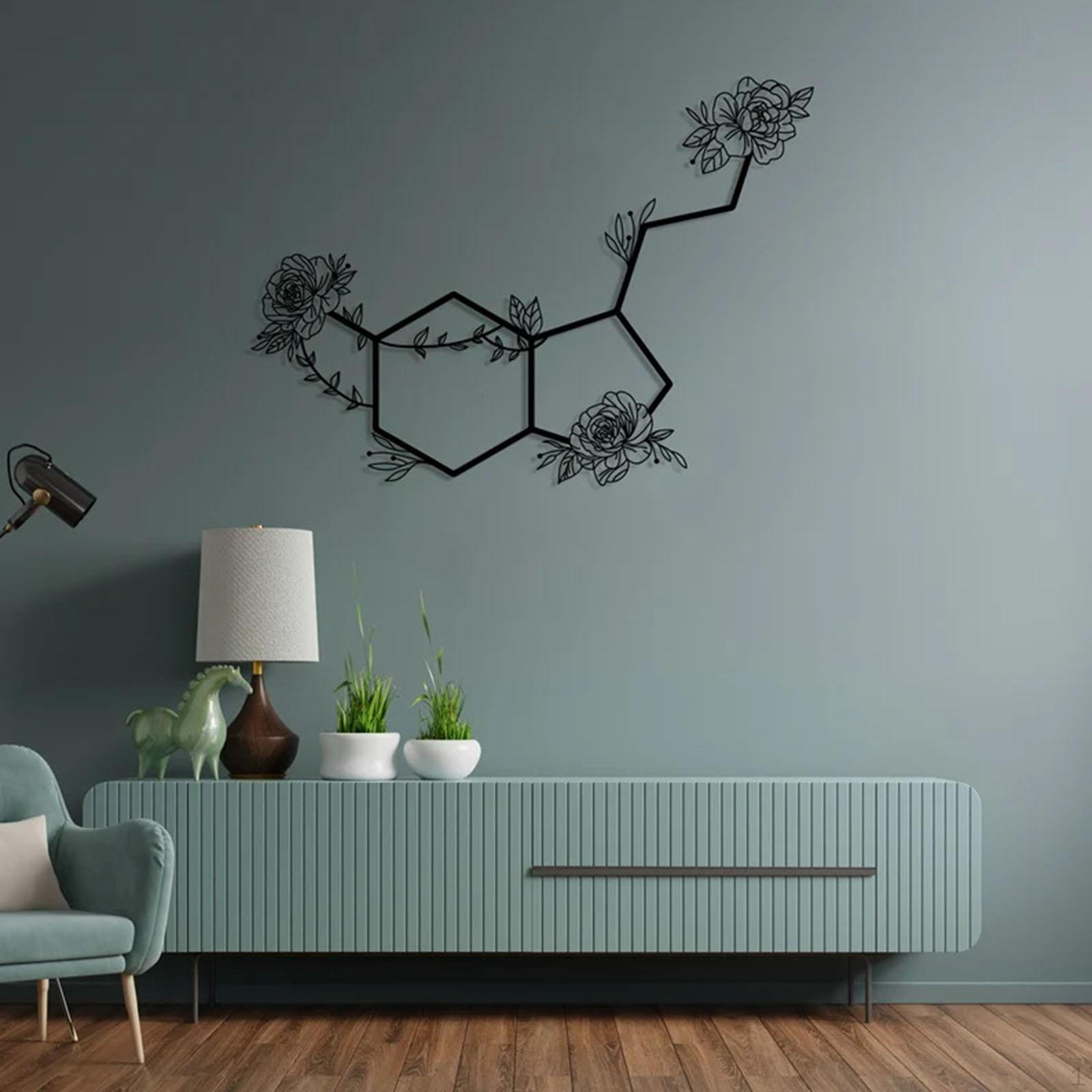 Flower Metal Wall Art Decors Hanging Statues Floral Decorative Bedroom Silhouette Sculptures