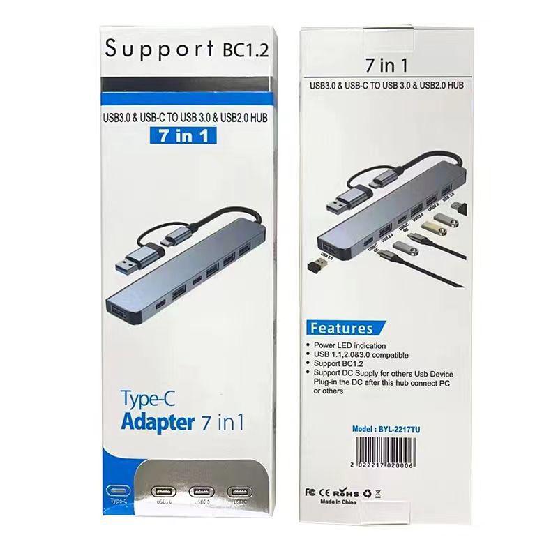TYPE-C Dual-Head 7-in-1 Docking Station USB 3.0 Hub for Laptop, Mobile, Computer